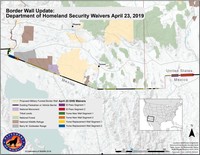 Border Wall: Map of April 23, 2019 DHS Waivers image.
