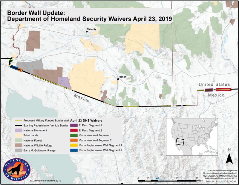 Border Wall: Map of April 23, 2019 DHS Waivers